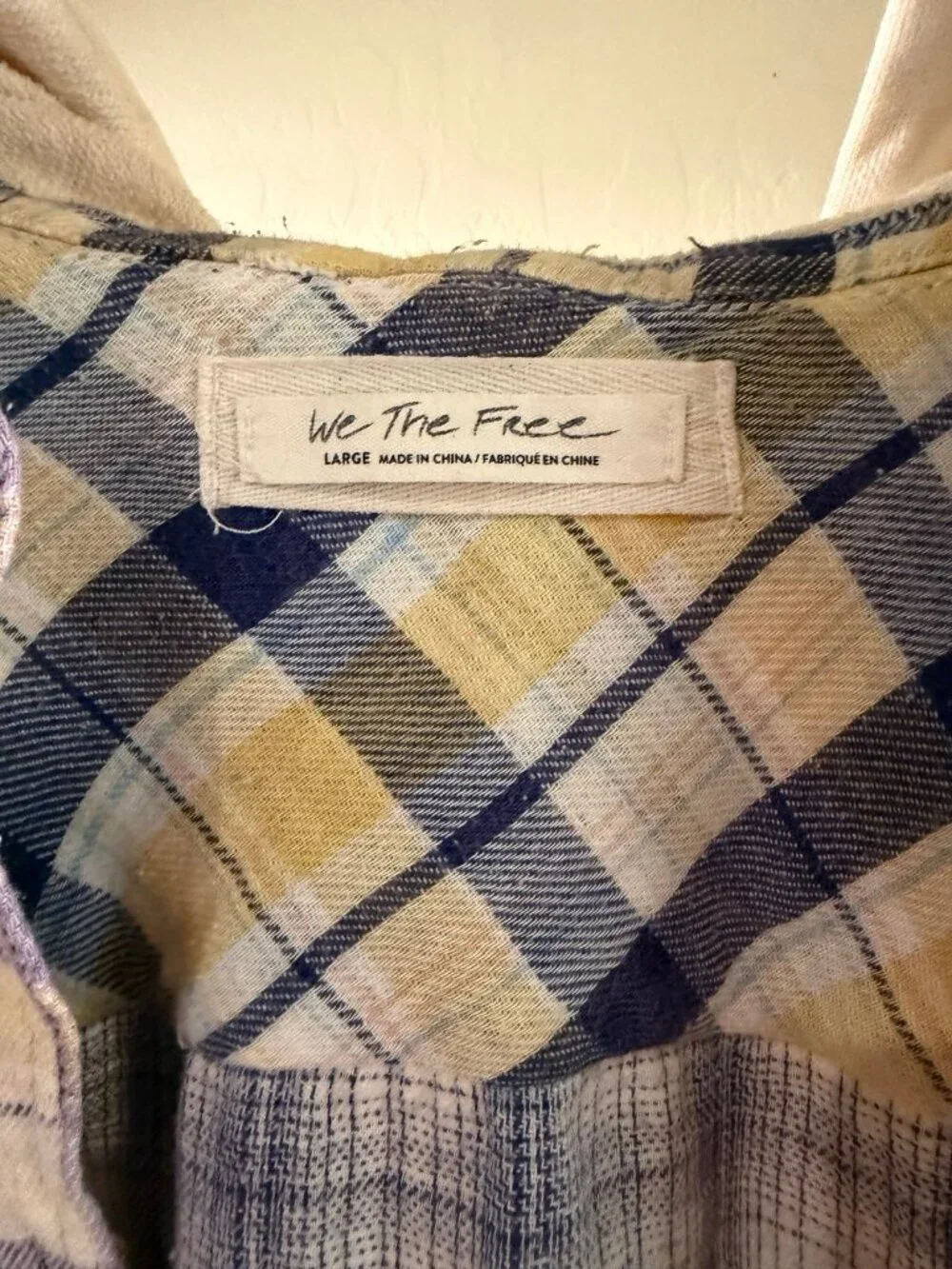 Free People Yellow Plaid Button Down Shirt Hoodie
